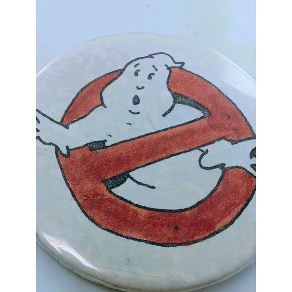 Rare White Vintage 1980s Ghostbusters Movie Badge A Minit Pinback Button - Picture 2 of 6